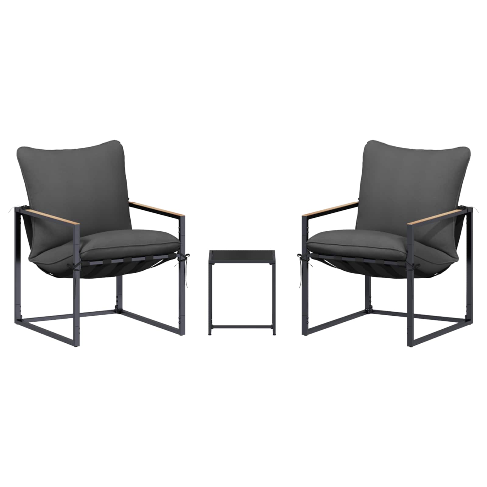 Set Divano da Giardino 3 pcs Nero e antracite Acciaio | homemem39