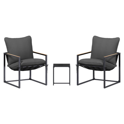 Set Divano da Giardino 3 pcs Nero e antracite Acciaio | homemem39