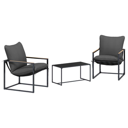 Set Divano da Giardino 3 pcs Nero e antracite Acciaio | homemem39