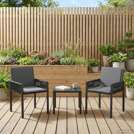 Sedie da giardino 6 pcs Nero e Grigio scuro polyrattan | homemem39