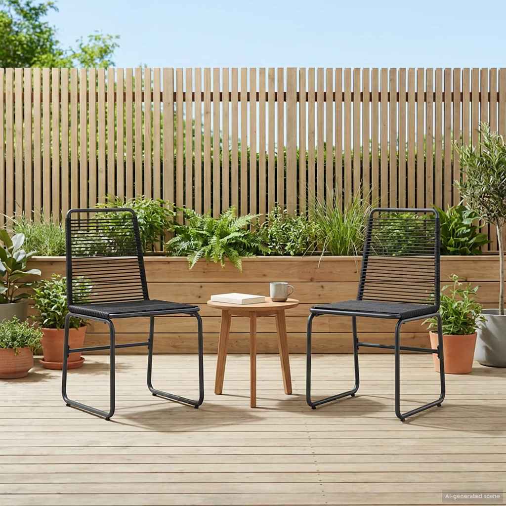 Sedie da giardino 2 pcs Nero 48 x 55 x 89,5 cm Rattan