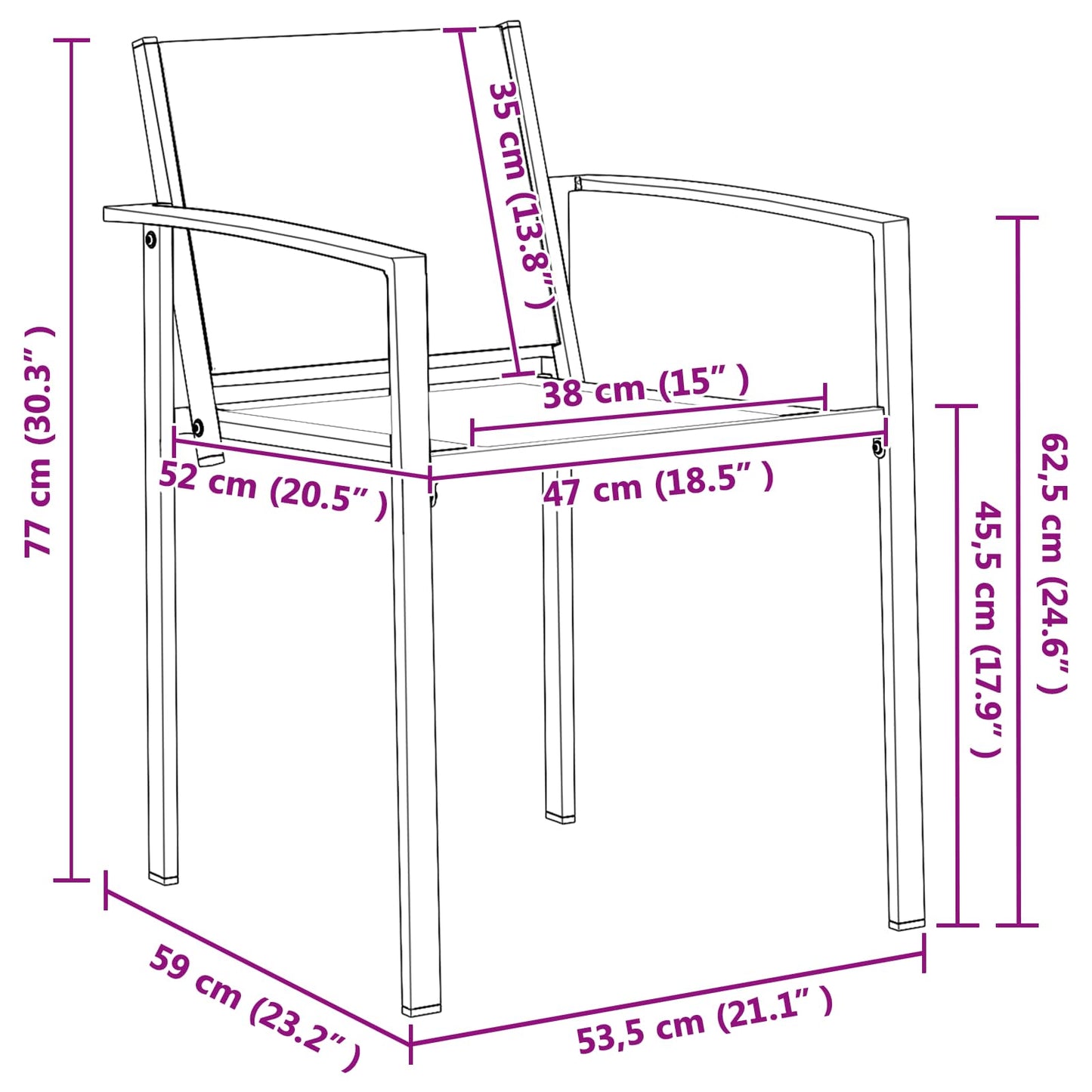 Sedie da giardino 2 pcs Nero e antracite 53,5 x 59 x 77 cm | homemem39