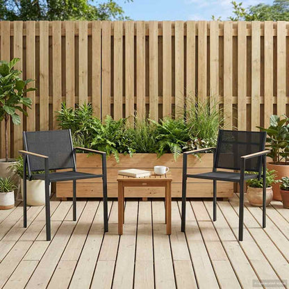 Sedie da giardino 2 pcs Nero e antracite 53,5 x 59 x 77 cm
