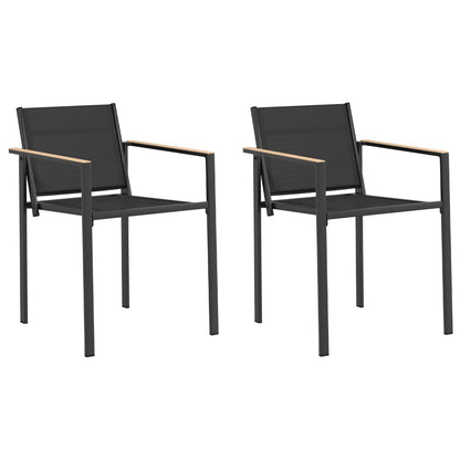 Sedie da giardino 2 pcs Nero e antracite 53,5 x 59 x 77 cm | homemem39