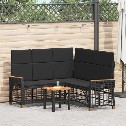 Set di Divani Recliner da Giardino Nero 164 x 164 x 112 cm