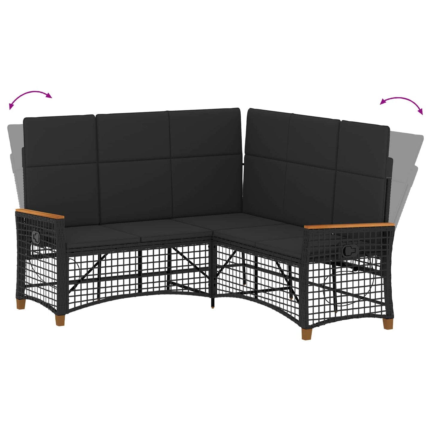 Set di Divani Recliner da Giardino Nero 164 x 164 x 112 cm | homemem39