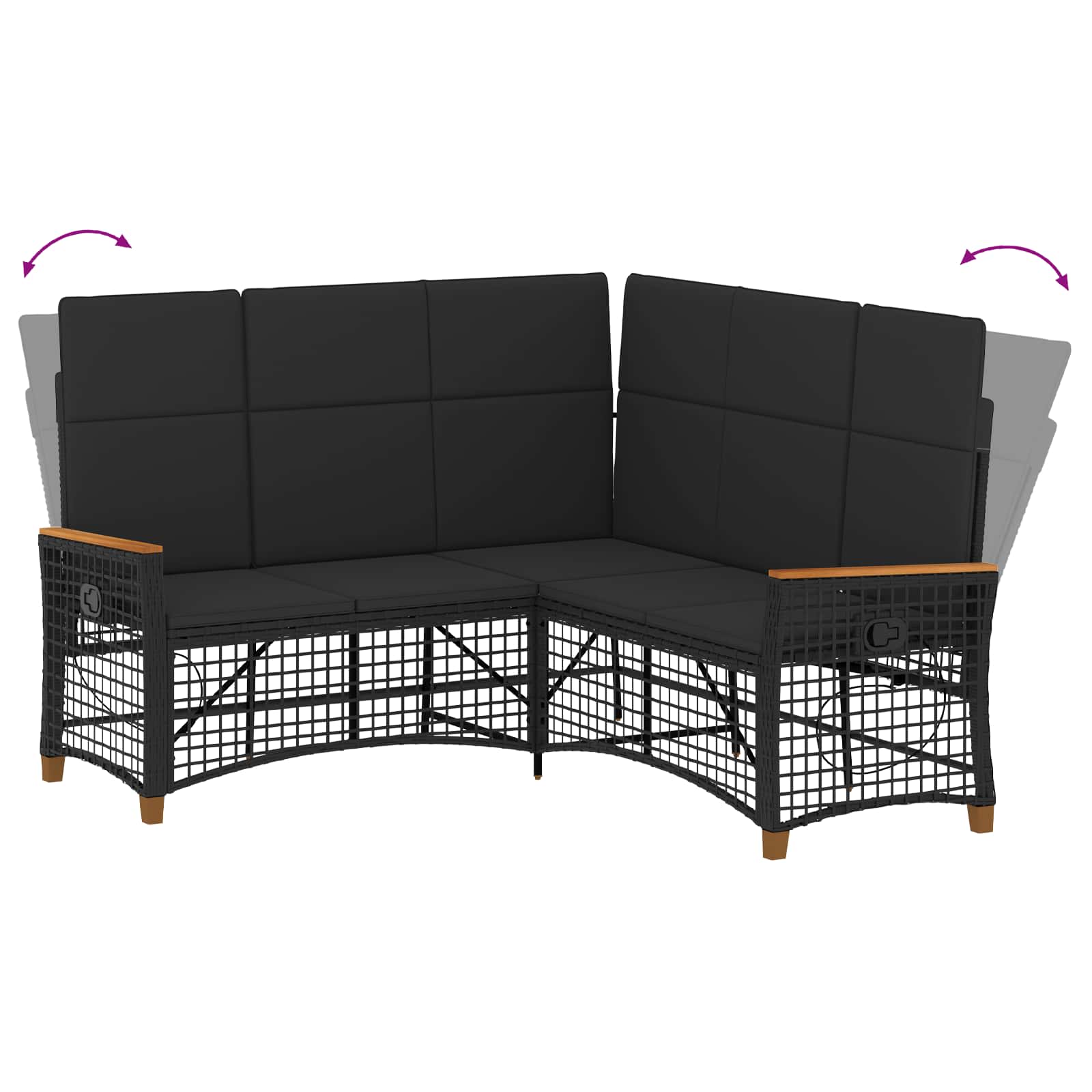 Set di Divani Recliner da Giardino Nero 164 x 164 x 112 cm | homemem39