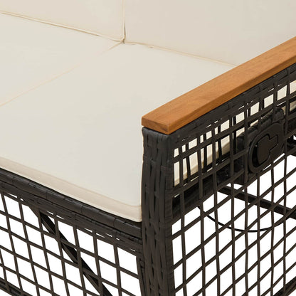 Set di Divani Recliner da Giardino Nero e Bianco Crema | homemem39