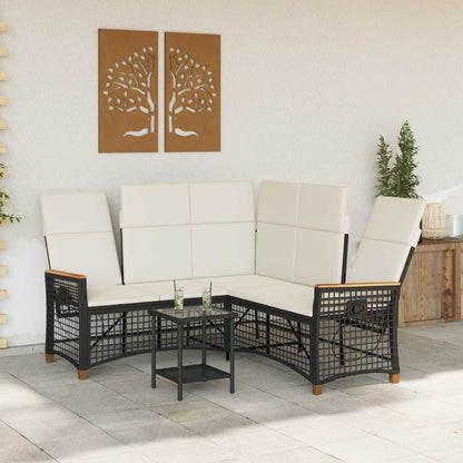 Set di Divani Recliner da Giardino Nero e Bianco Crema | homemem39