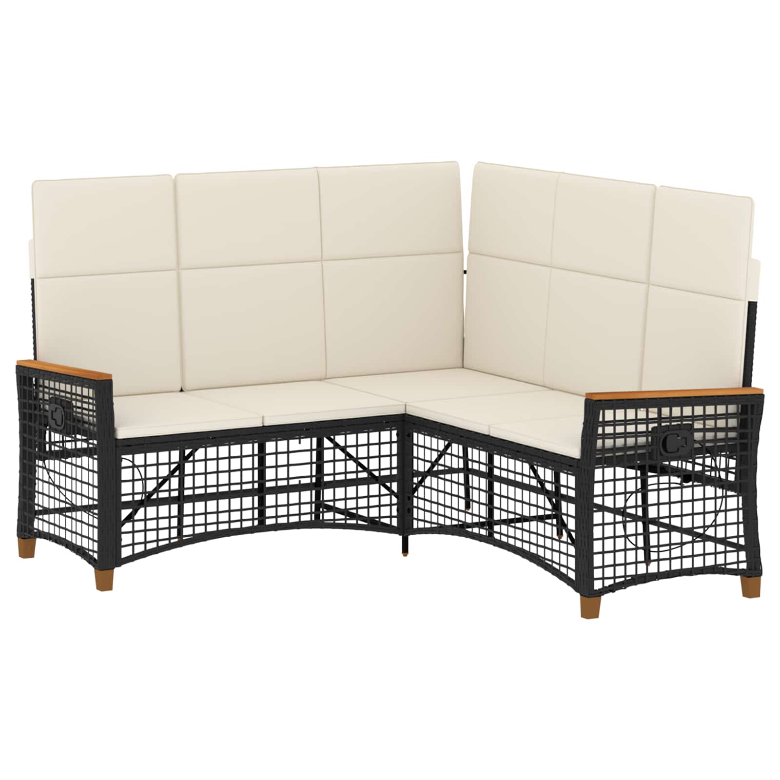 Set di Divani Recliner da Giardino Nero e Bianco Crema | homemem39