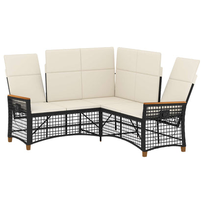 Set di Divani Recliner da Giardino Nero e Bianco Crema | homemem39