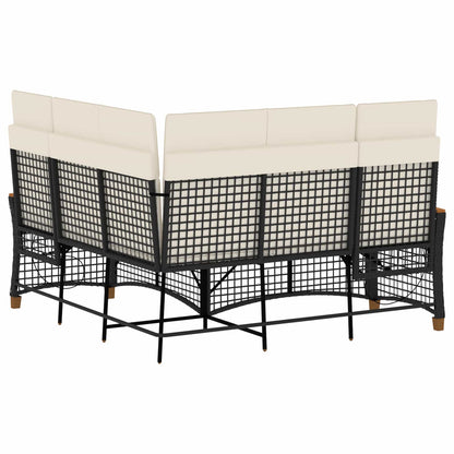 Set di Divani Recliner da Giardino Nero e Bianco Crema | homemem39