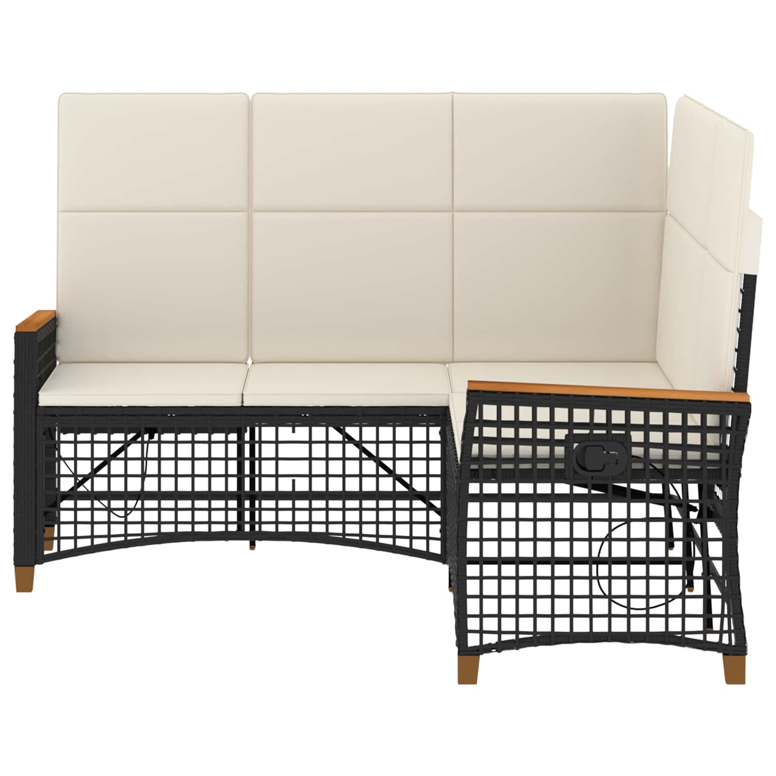 Set di Divani Recliner da Giardino Nero e Bianco Crema | homemem39