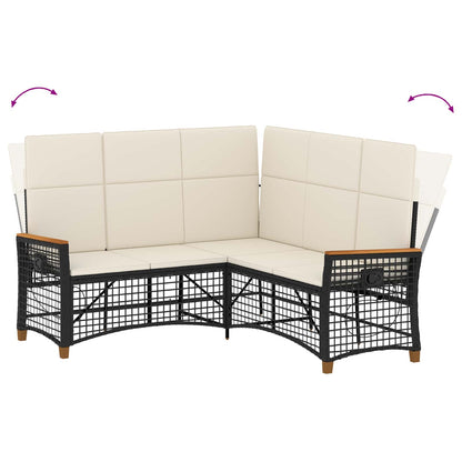 Set di Divani Recliner da Giardino Nero e Bianco Crema | homemem39