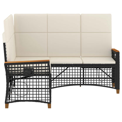 Set di Divani Recliner da Giardino Nero e Bianco Crema | homemem39
