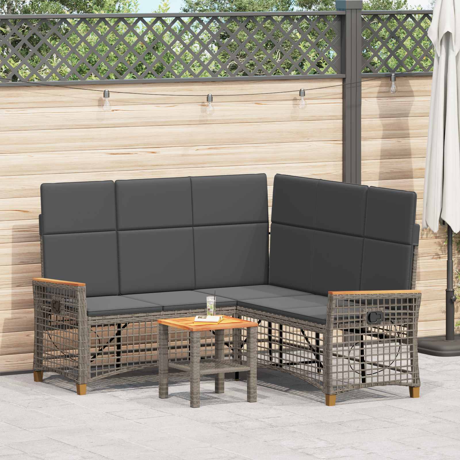 Set di Divani Recliner da Giardino Grigio e Grigio Scuro | homemem39