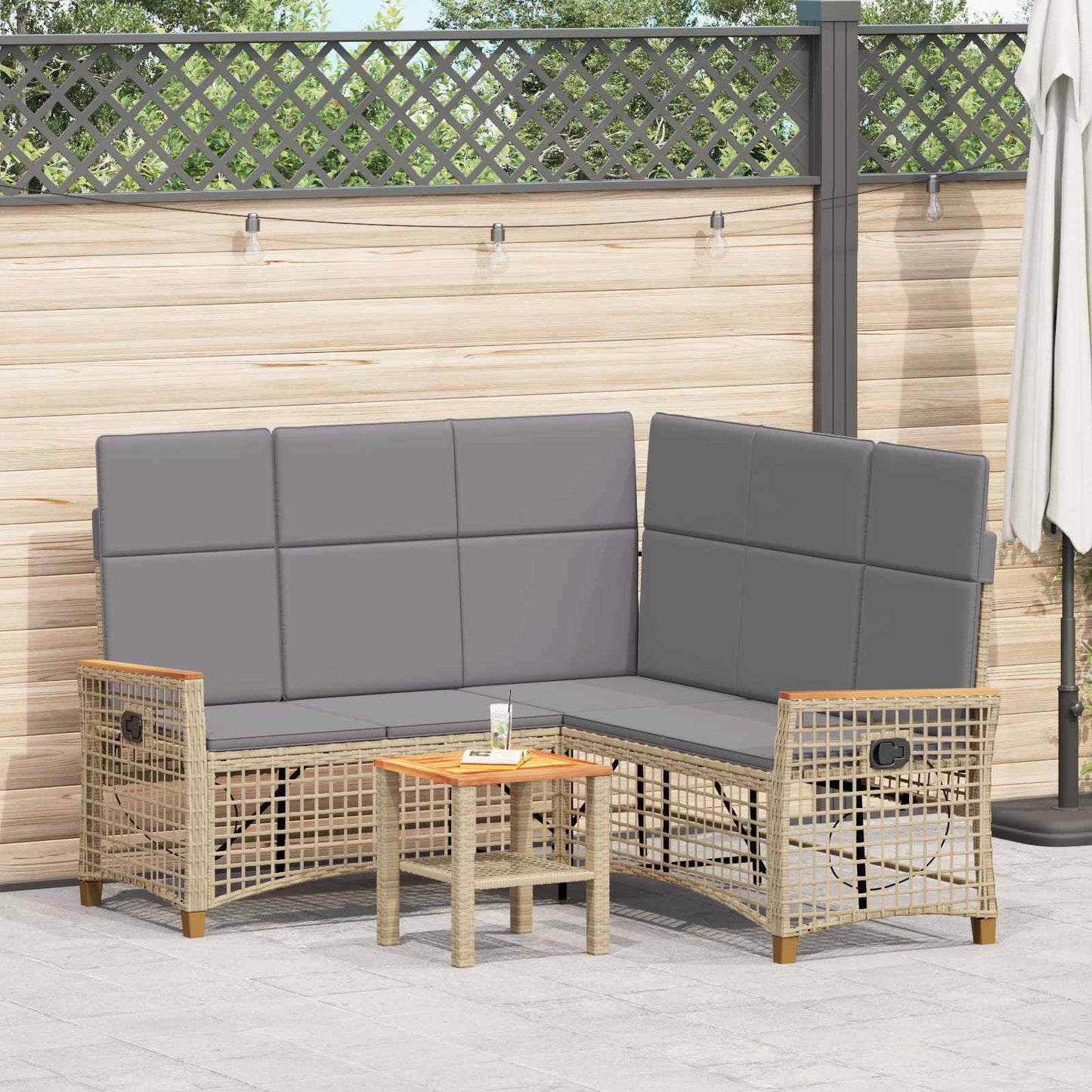 Set di Divani Recliner da Giardino Beige e Grigio Chiaro | homemem39