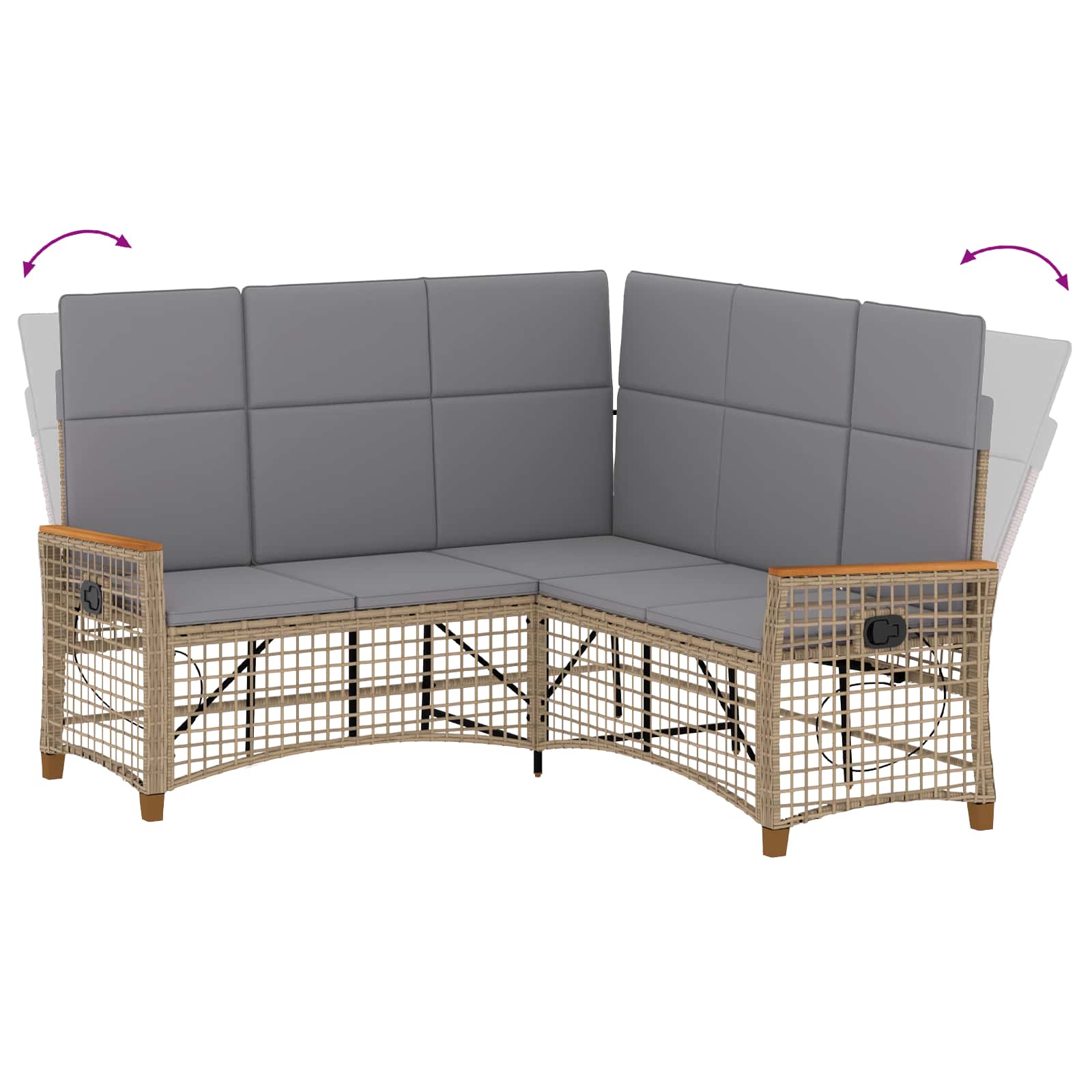 Set di Divani Recliner da Giardino Beige e Grigio Chiaro | homemem39
