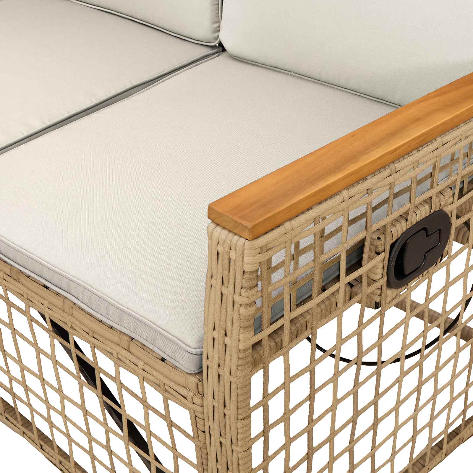 Set di Divani Recliner da Giardino Beige e Bianco Crema | homemem39