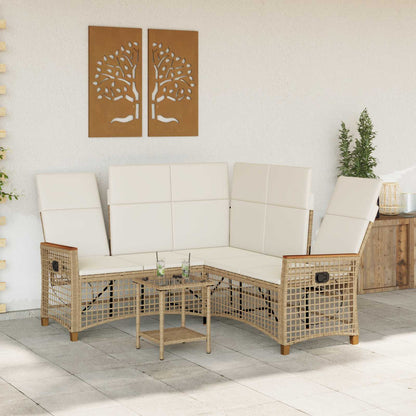 Set di Divani Recliner da Giardino Beige e Bianco Crema | homemem39