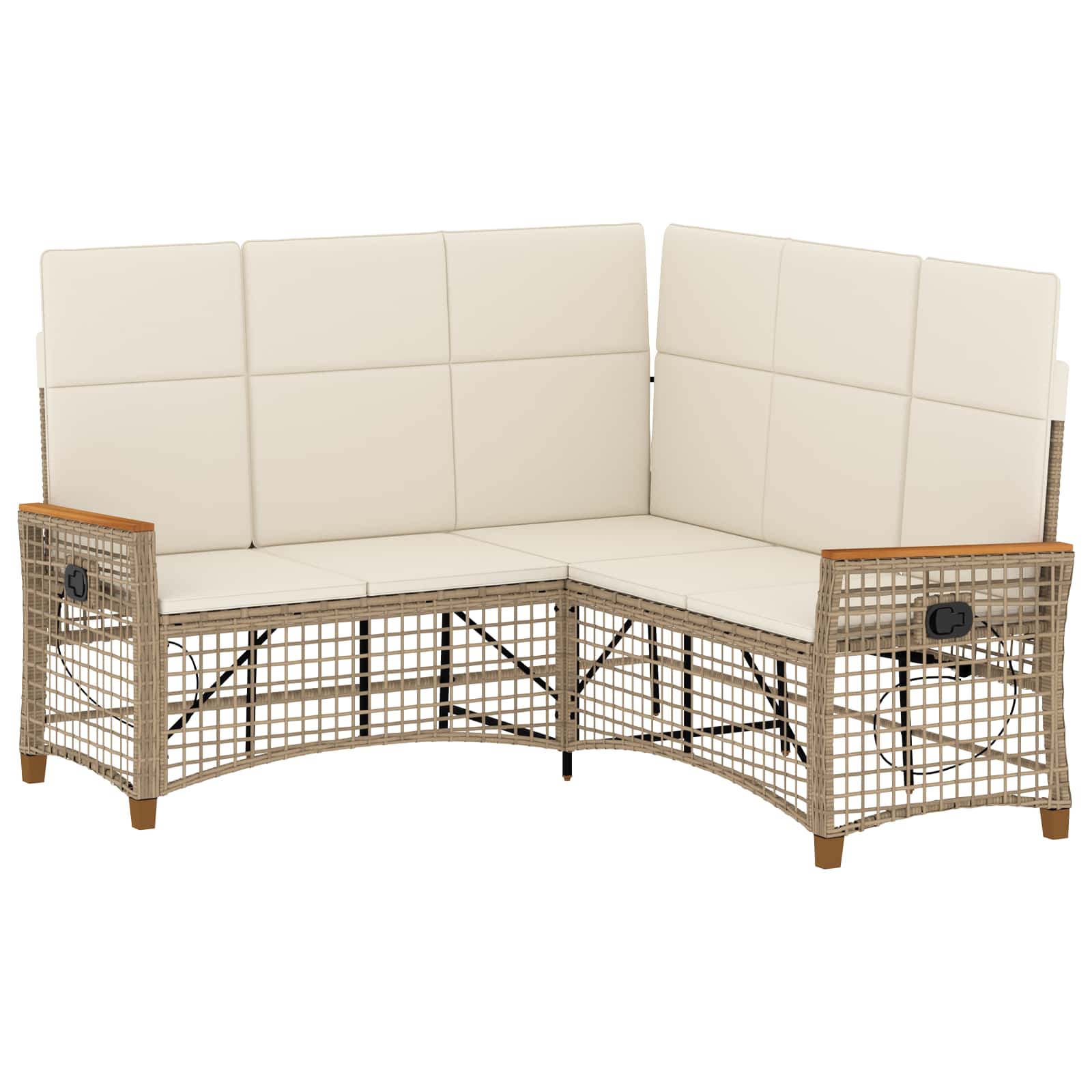 Set di Divani Recliner da Giardino Beige e Bianco Crema | homemem39
