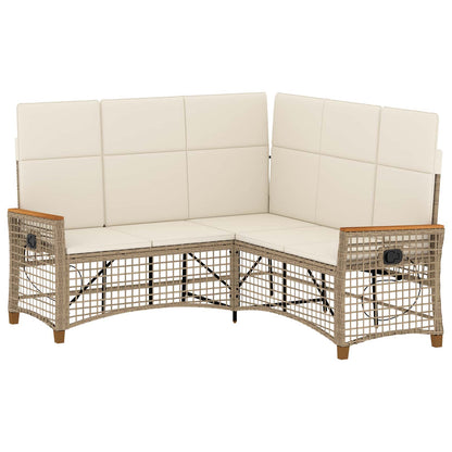 Set di Divani Recliner da Giardino Beige e Bianco Crema | homemem39