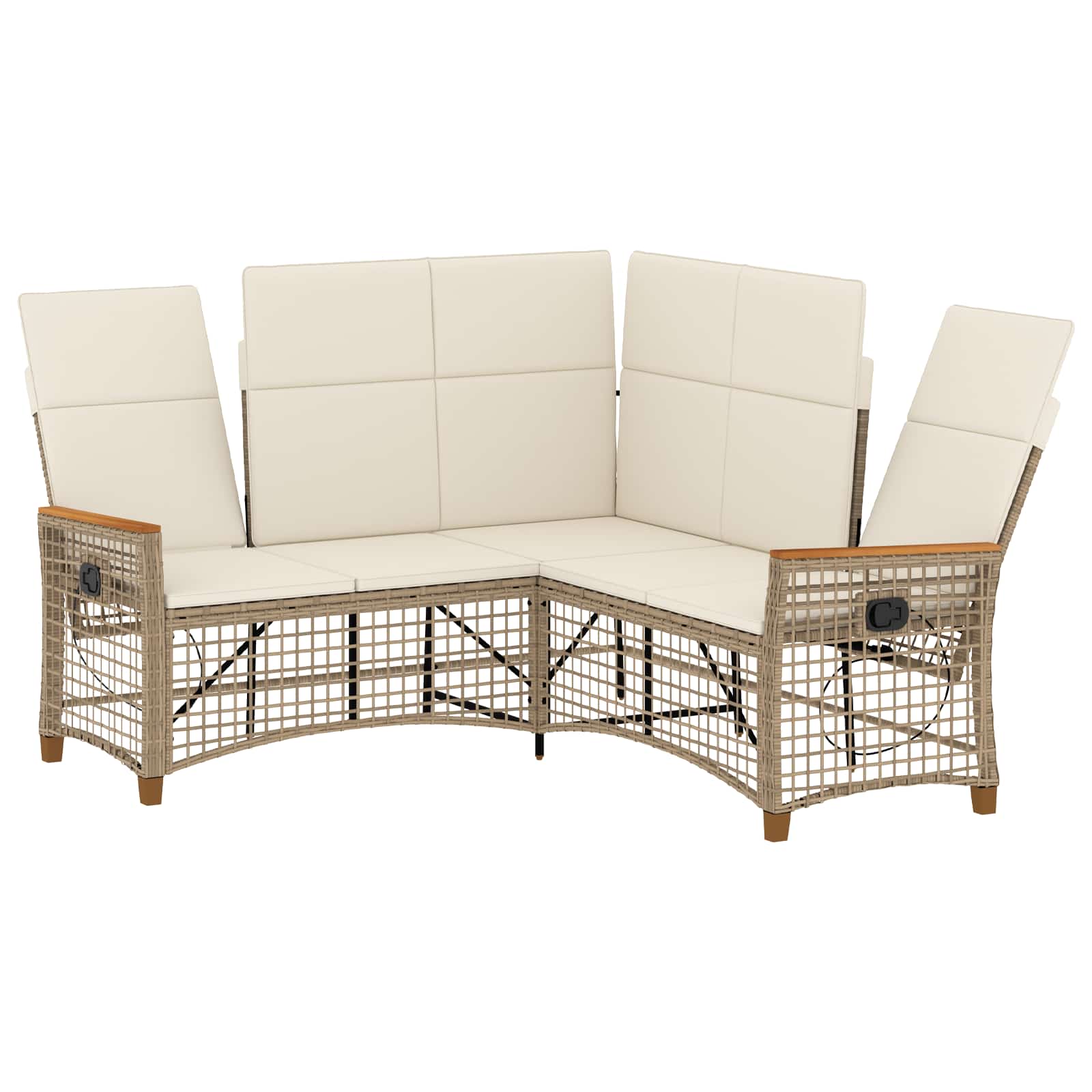 Set di Divani Recliner da Giardino Beige e Bianco Crema | homemem39