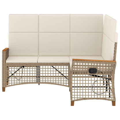 Set di Divani Recliner da Giardino Beige e Bianco Crema | homemem39