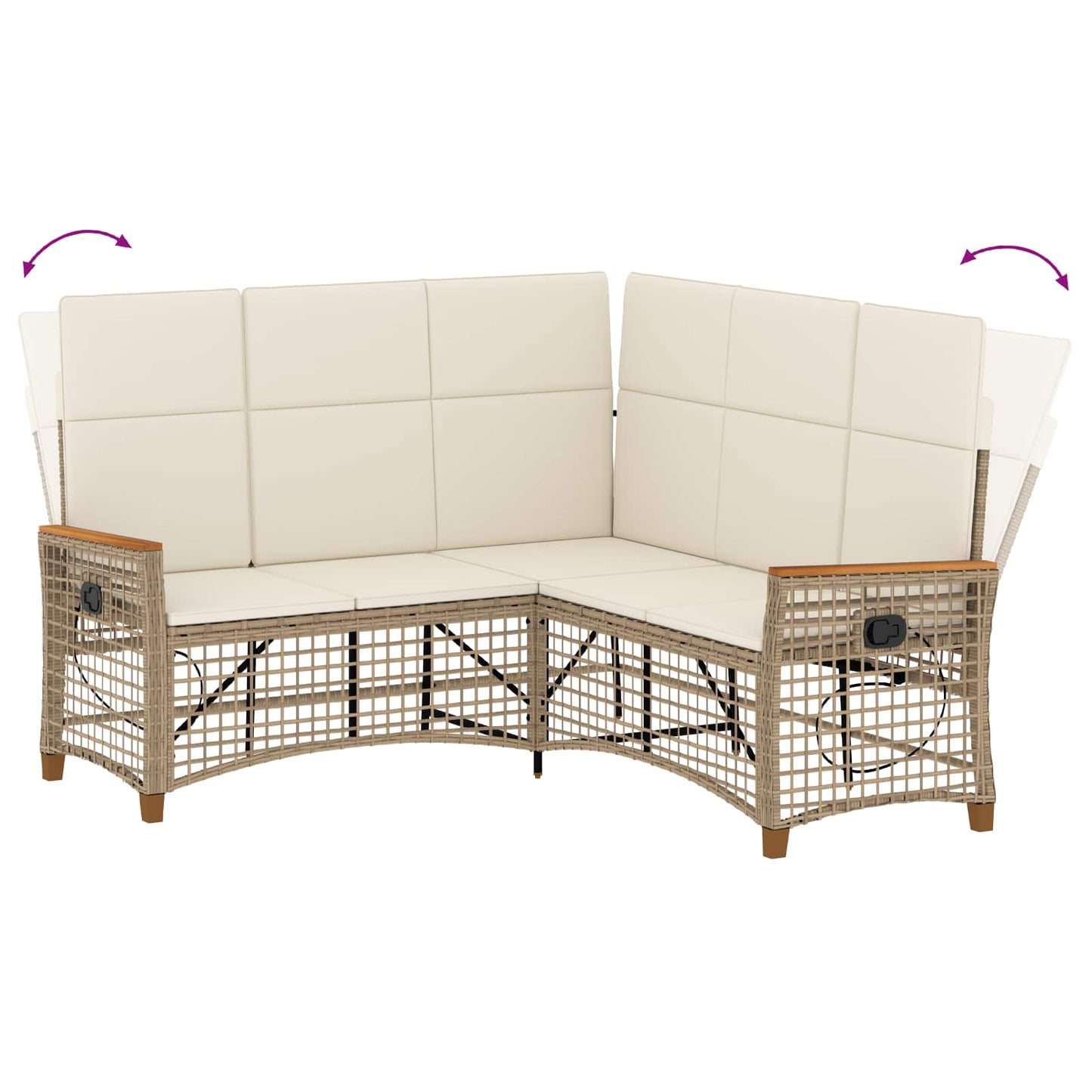 Set di Divani Recliner da Giardino Beige e Bianco Crema | homemem39