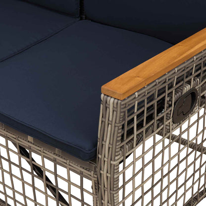 Set di Divani Recliner da Giardino Regolabile Grigio e Blu Navy | homemem39