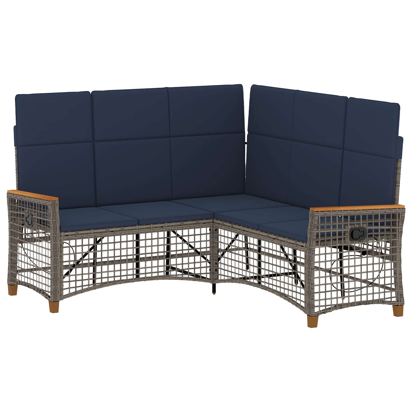 Set di Divani Recliner da Giardino Regolabile Grigio e Blu Navy | homemem39