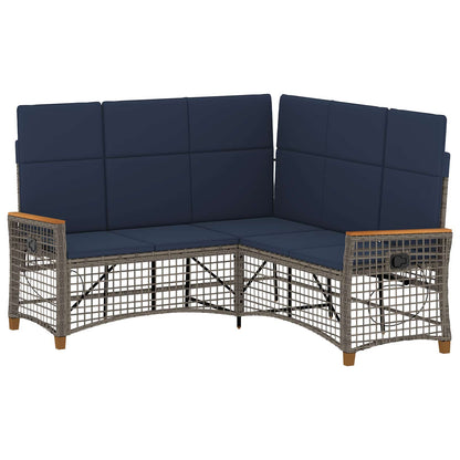 Set di Divani Recliner da Giardino Regolabile Grigio e Blu Navy | homemem39