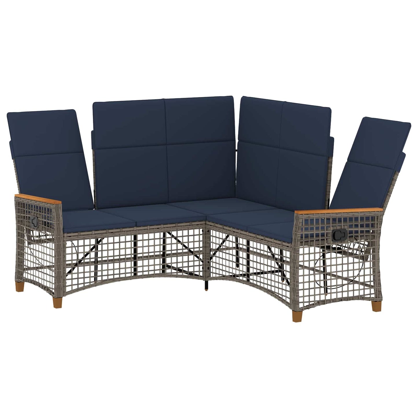 Set di Divani Recliner da Giardino Regolabile Grigio e Blu Navy | homemem39