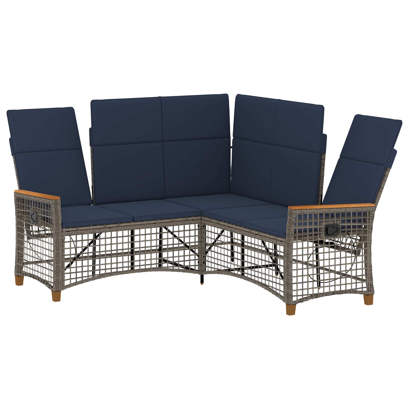 Set di Divani Recliner da Giardino Regolabile Grigio e Blu Navy | homemem39