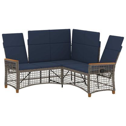 Set di Divani Recliner da Giardino Regolabile Grigio e Blu Navy | homemem39