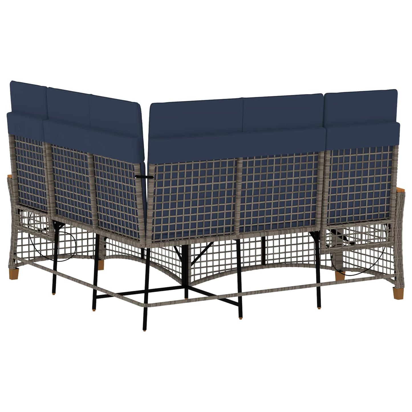 Set di Divani Recliner da Giardino Regolabile Grigio e Blu Navy | homemem39