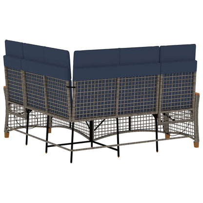 Set di Divani Recliner da Giardino Regolabile Grigio e Blu Navy | homemem39