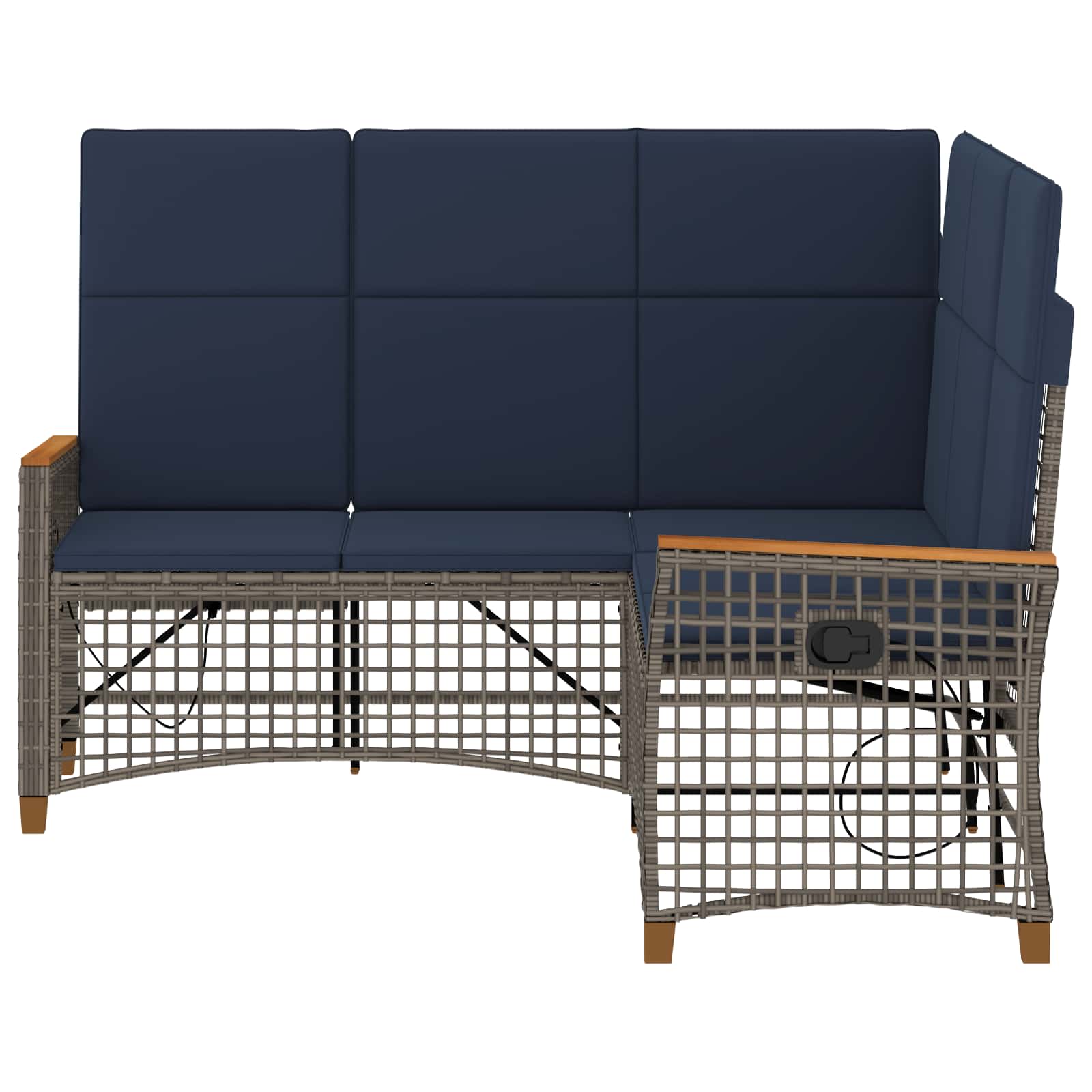 Set di Divani Recliner da Giardino Regolabile Grigio e Blu Navy | homemem39