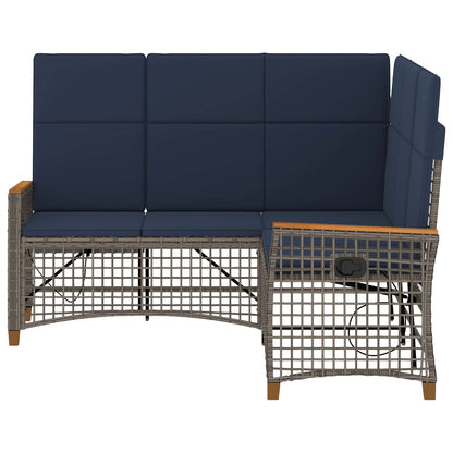 Set di Divani Recliner da Giardino Regolabile Grigio e Blu Navy | homemem39