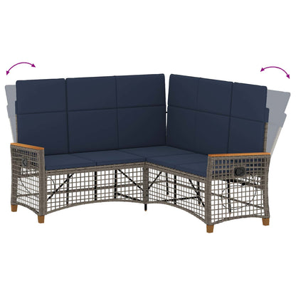 Set di Divani Recliner da Giardino Regolabile Grigio e Blu Navy | homemem39