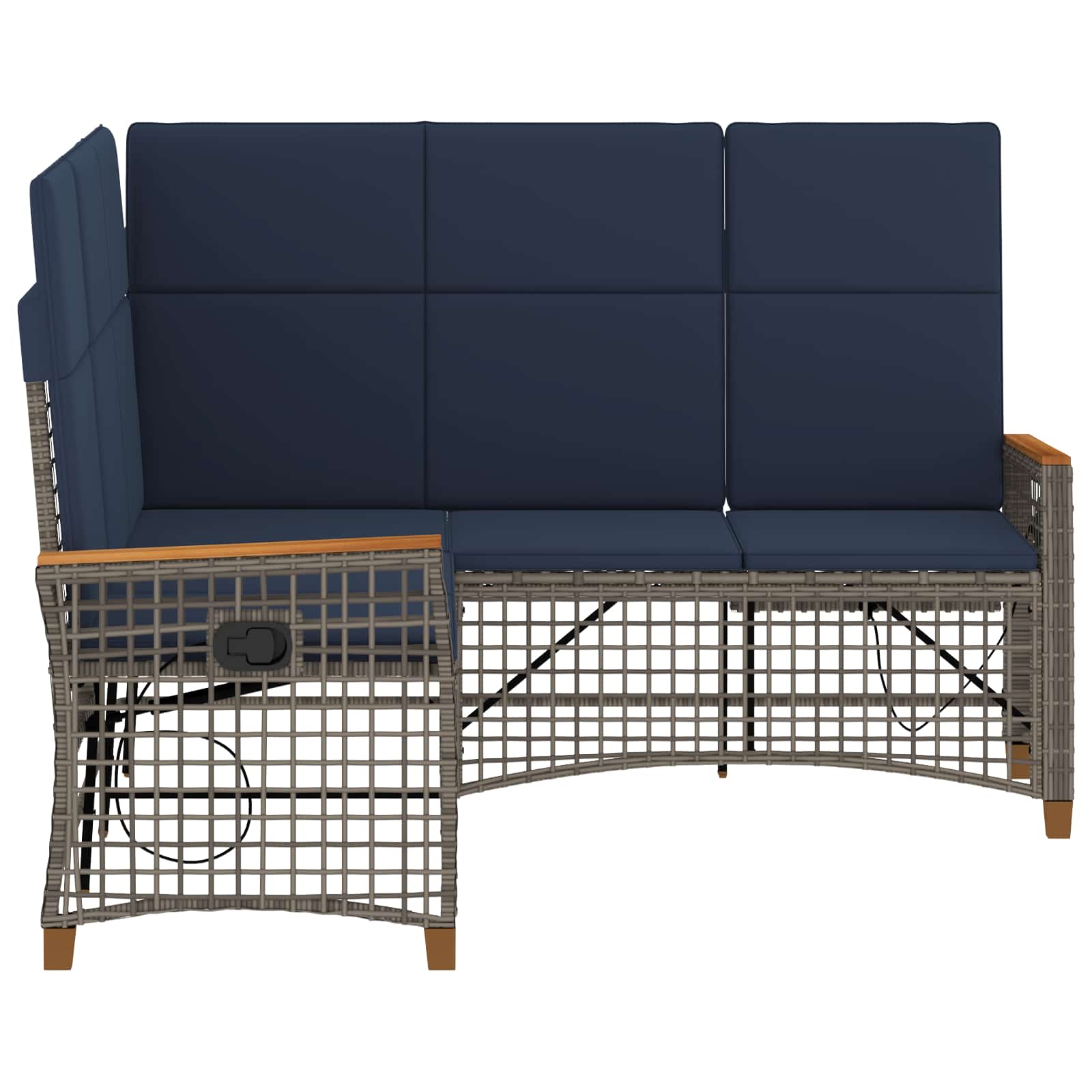 Set di Divani Recliner da Giardino Regolabile Grigio e Blu Navy | homemem39