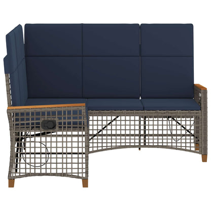 Set di Divani Recliner da Giardino Regolabile Grigio e Blu Navy | homemem39