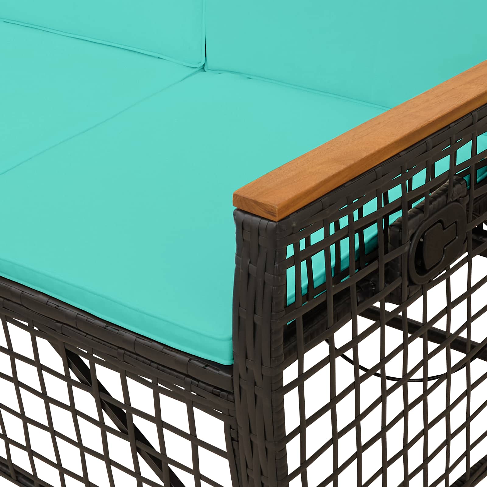 Set di Divani Recliner da Giardino Regolabile Nero e Turchese | homemem39