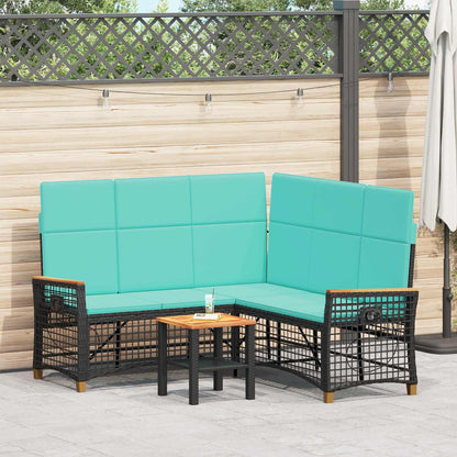 Set di Divani Recliner da Giardino Regolabile Nero e Turchese | homemem39