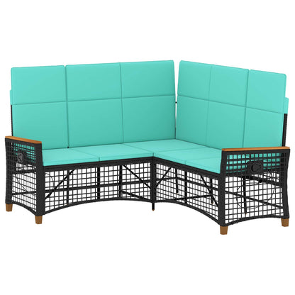 Set di Divani Recliner da Giardino Regolabile Nero e Turchese | homemem39