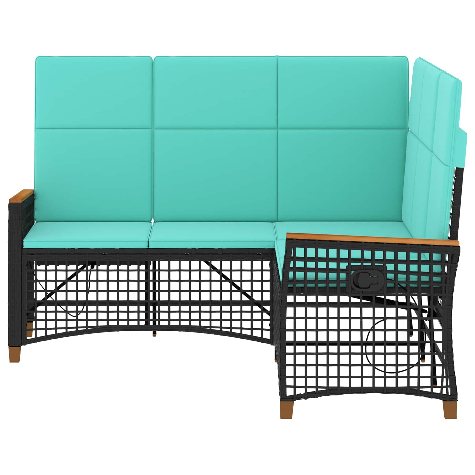 Set di Divani Recliner da Giardino Regolabile Nero e Turchese | homemem39