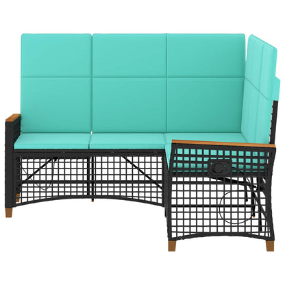 Set di Divani Recliner da Giardino Regolabile Nero e Turchese | homemem39