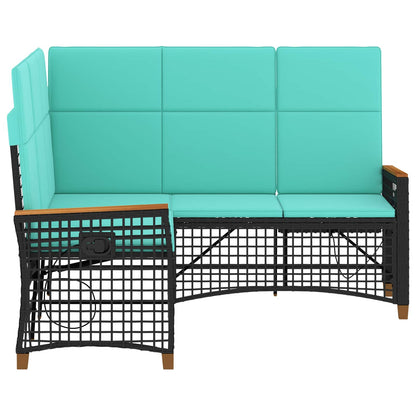 Set di Divani Recliner da Giardino Regolabile Nero e Turchese | homemem39