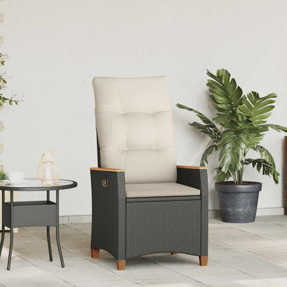 Sedia da giardino reclinabile Nero e Crema 64 x 57,5 x 112 cm | homemem39