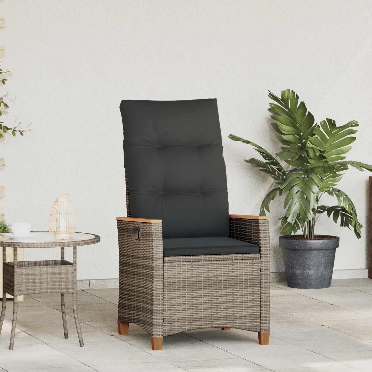 Sedia da giardino reclinabile Grigio e Grigio Scuro polyrattan | homemem39